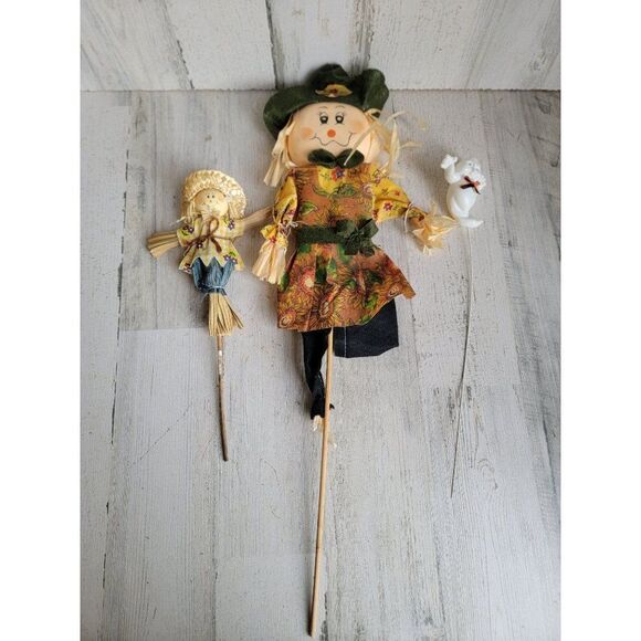 Fall Halloween scarecrow ghost pick flower accessory set - Picture 1 of 10